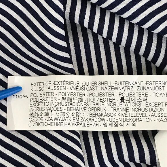 Zara Basic Striped V-Neck Blouse Women’s Size XS Embellished Roll Tab Sleeves - Picture 11 of 12